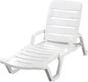 RECLINABLE WHITE LOUNGE CHAIR 1.93m Deckchair length
