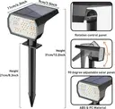 Spot jardin Solaire LED 56 LED IP68 – Projecteur jardin, blanc chaud