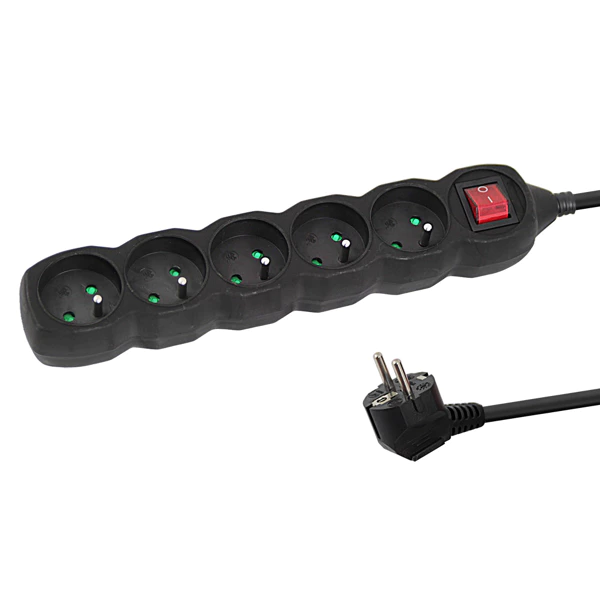 Power strip 5 sockets including 1.5 m black