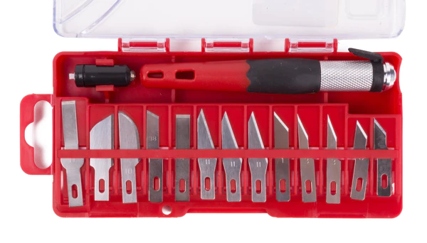 Precision knife set with LED 15 pieces
