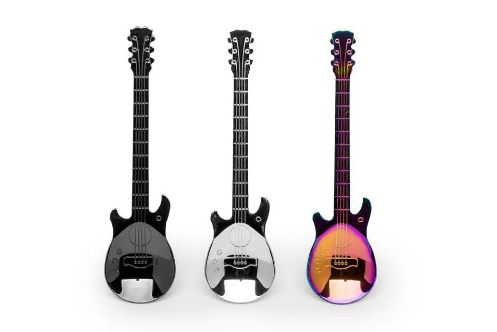 [2027 ZEN37] Cuillères musicales « Guitare » – 3 pièces – arc-en-ciel