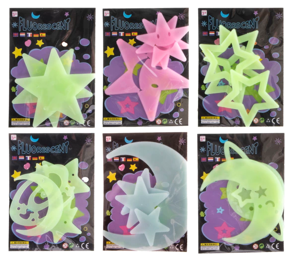 [4591 ZEN35] Phosphorescent stars 8.5 x 6.5 cm assorted