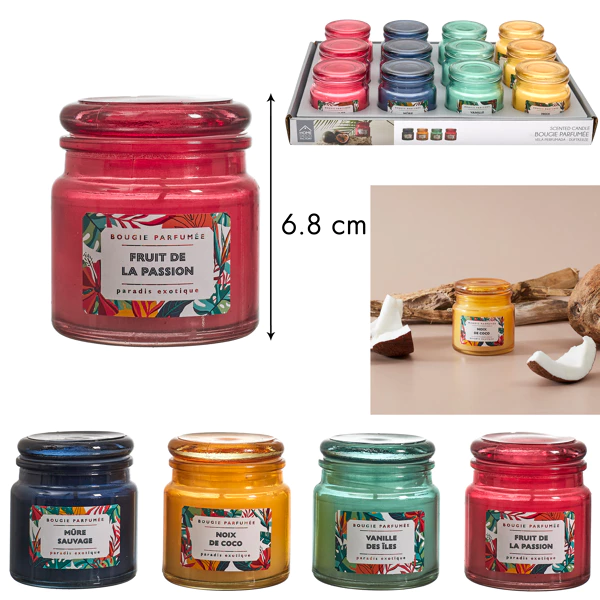[BO0121 ZEN35] Paradis Exotique scented candle H 6.8 cm, 4 assorted