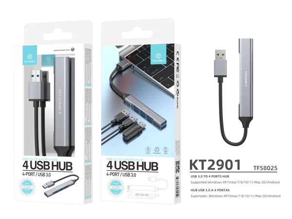 [TF58025 ZEN35] Hub USB 4 ports gris USB 3.0