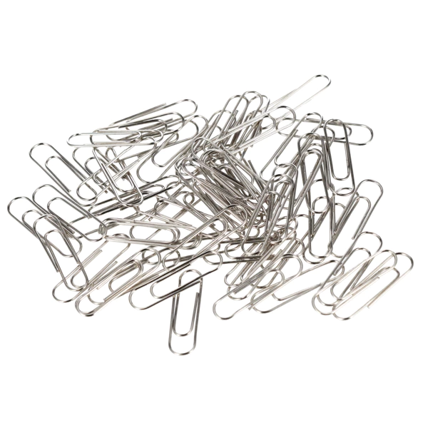 Silver paper clips, 80 pieces, office case