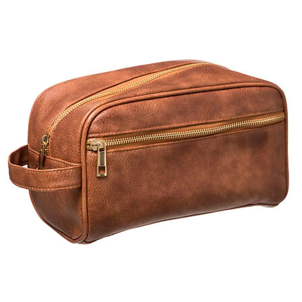 [174502 ZEN35] Vintage toiletry bag, brown