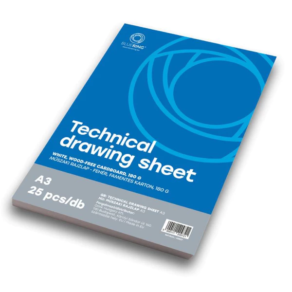 Bluering A3 technical drawing sheet, 180g, 25 sheets
