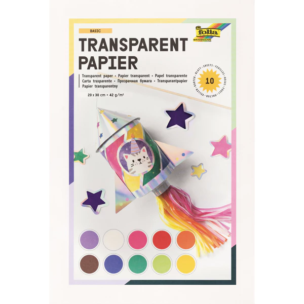 Transparent paper, 10 colors, 10 sheets