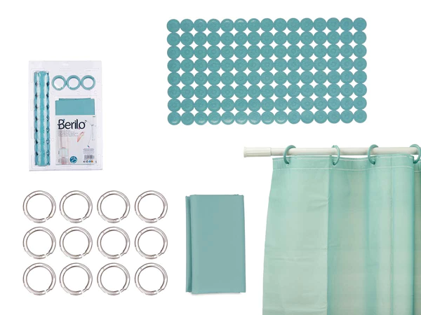 Bath curtain and shower mat set