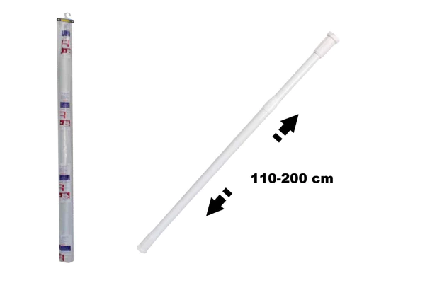 Tringle a rideau de douche télescopique en métal 110-200 cm