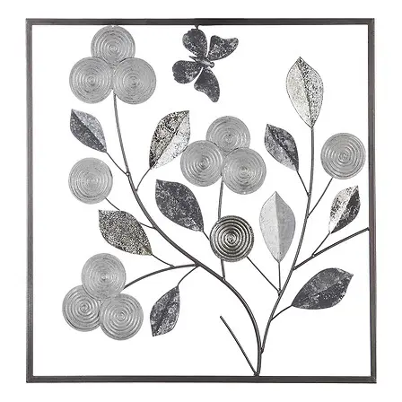 [148278A ZEN35] Fiore metal wall decoration 50x50 cm, gray