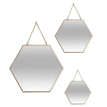 [141196A ZEN35] Miroir metal chaîne Leny x3, doré