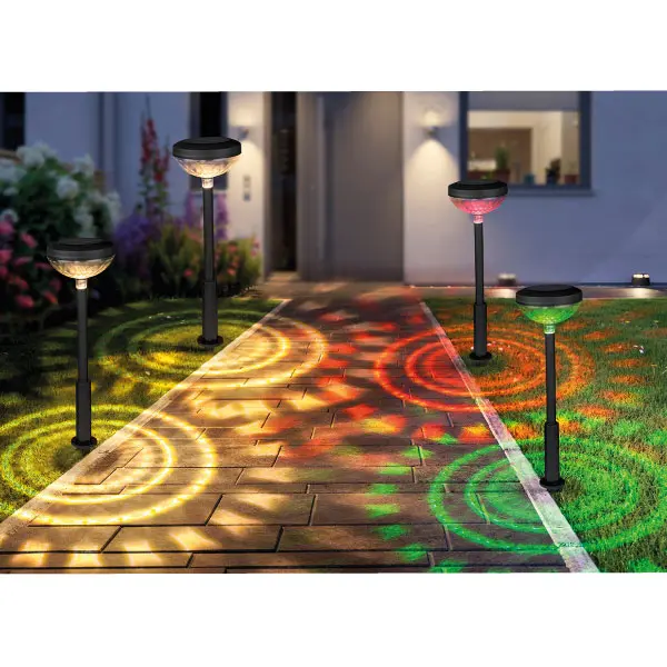 47 cm RGB solar garden flashlight on display