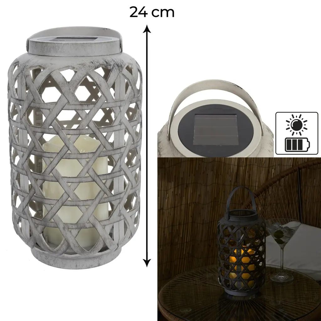 Solar outdoor lamp with candle effect