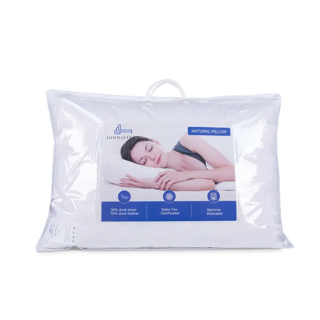 [OREILLERDUVET] Natural pillow 30% Duck down, firm and soft comfort.