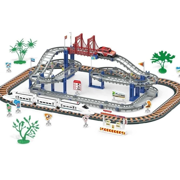 [518969 ZEN41] Voie ferrée avec voiture et train rapide, 108 pièces