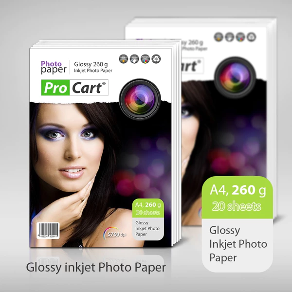Papier photo brillant 20pcs-A4 260 g PROCART
