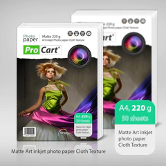 A4 photo paper textured matte fabric 200 g, 50 pcs Procart