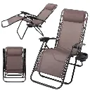 [01427_BR ZEN42] Chaise longue  de jardin/plage & petite table pliante Marron