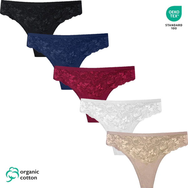 [S/M 9087] Pack of 5 Brazilian briefs in organic cotton 9087 (S/M)