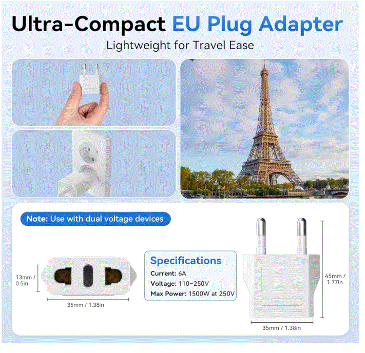 [X0023EJW8X] PACK DE 4 ADAPTATEUR US VERS EU - UNIDAPT