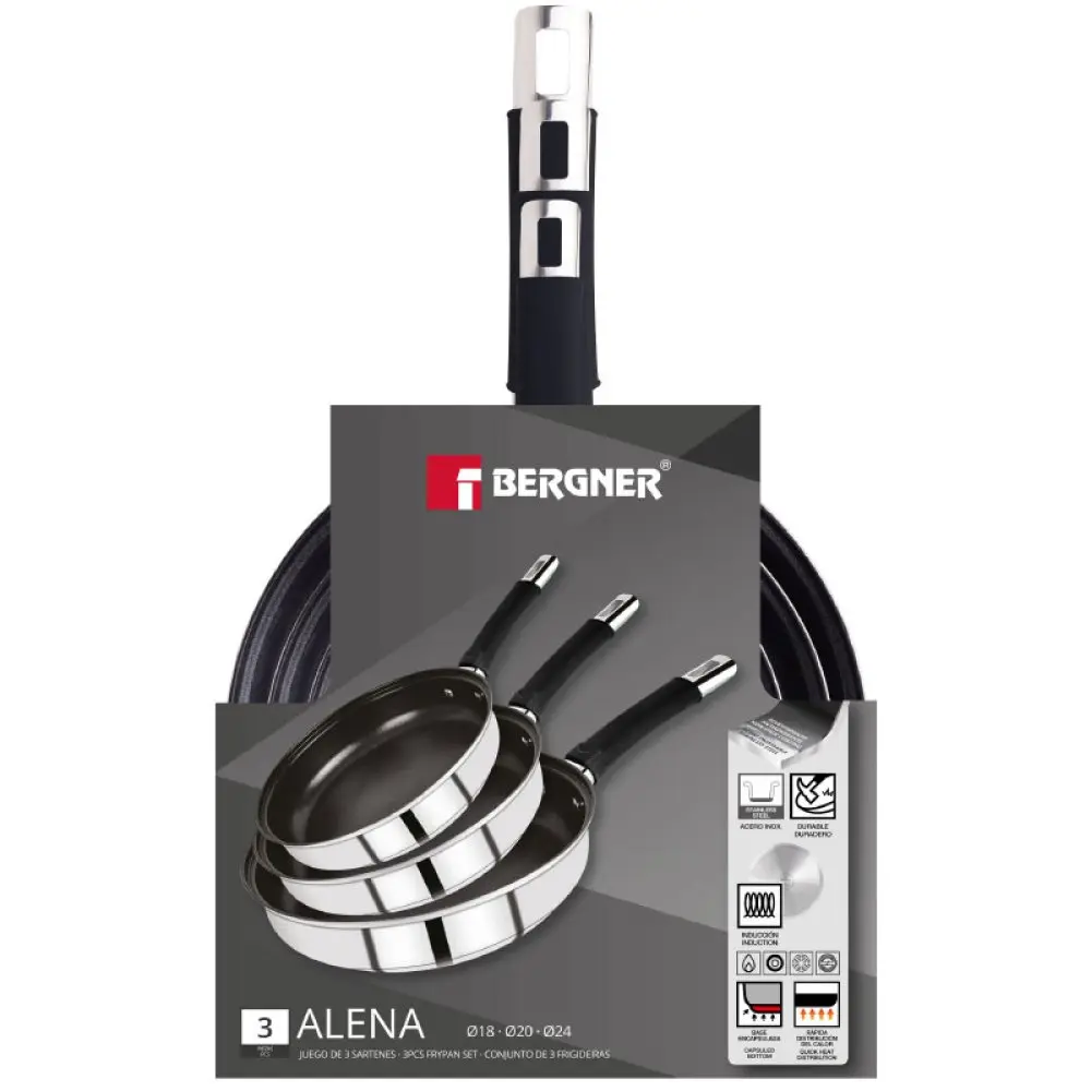 Bergner Alena Ensemble de poeles à frire – 3 pièces