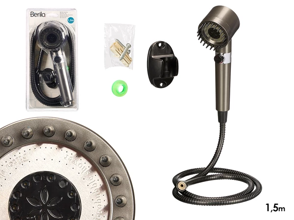 Tuyau cannelé pour douche 1,5 m noir