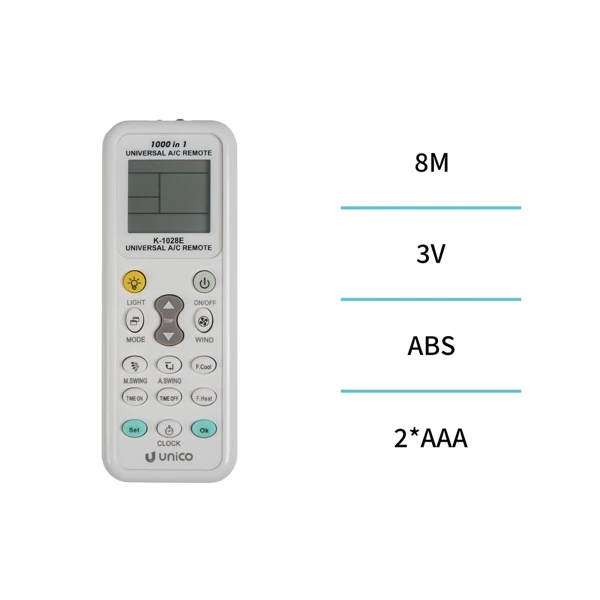 Universal remote control for air conditioner white