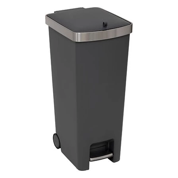 Plastic pedal bin 45 L gray