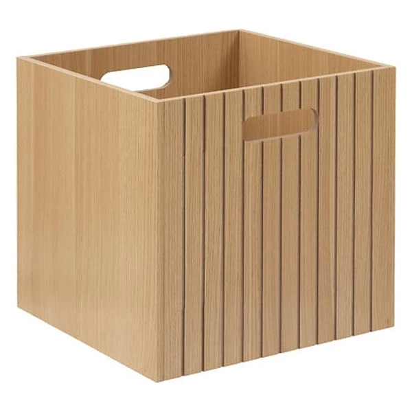 Storage box 31 x 31 cm beige wood