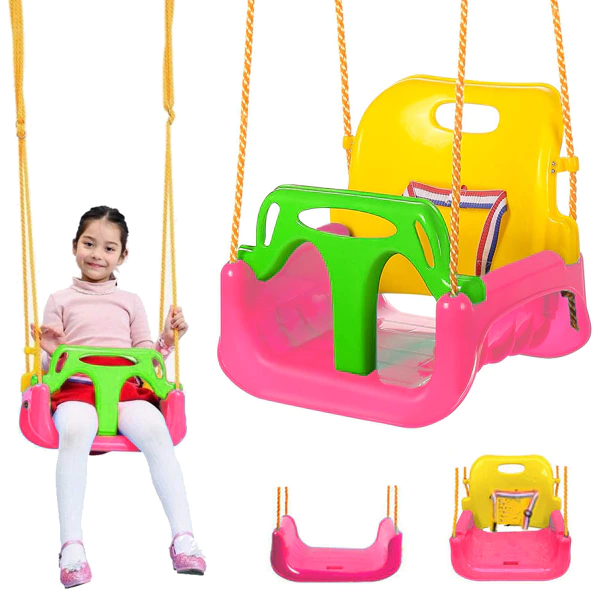 Balançoire de jardin 3 en 1 pour enfants avec dossier