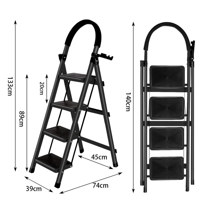 Household ladder | 4 steps | black