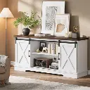 [PHO_0PV8XQ0K] Meuble TV Rustique 165 cm avec Portes Coulissantes Style Grange