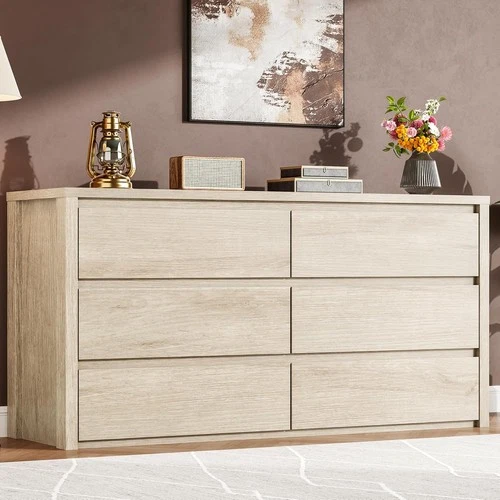 Grande Commode Moderne 6 Tiroirs Natural Wood