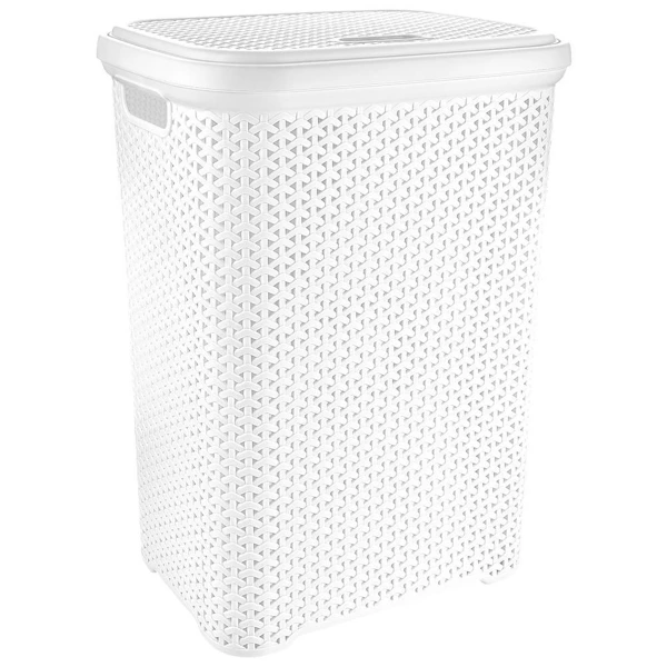 Panier a linge en plastique, blanc, 55 l