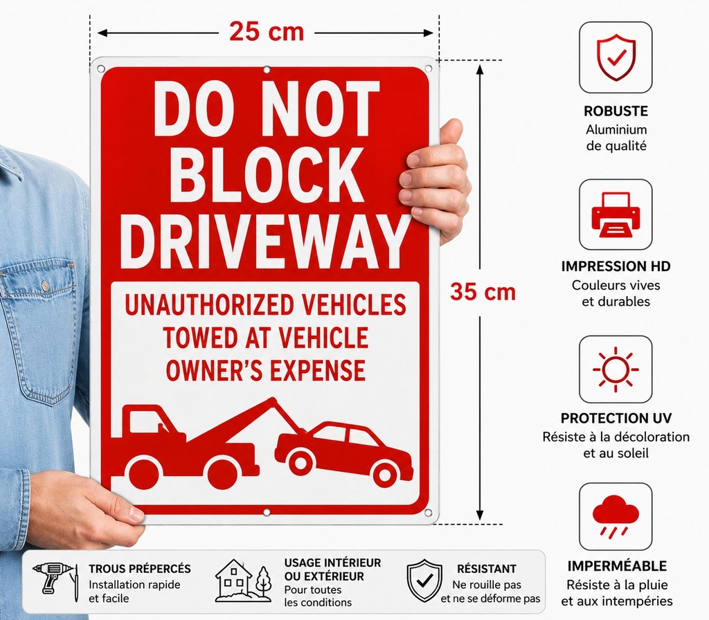 Vehicle Removal Sign – Aluminum 35 × 25 cm