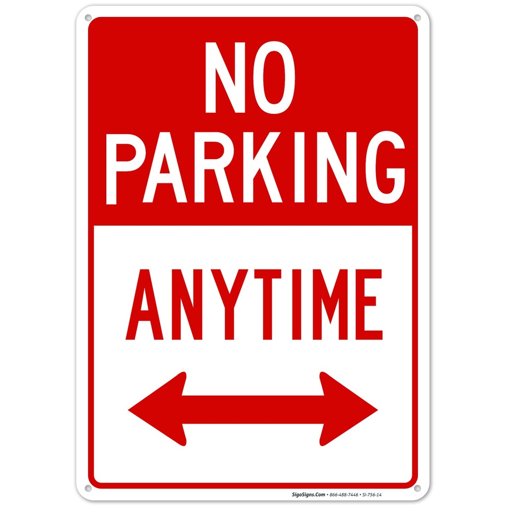 No Parking Sign with Arrows – 25 × 35 cm