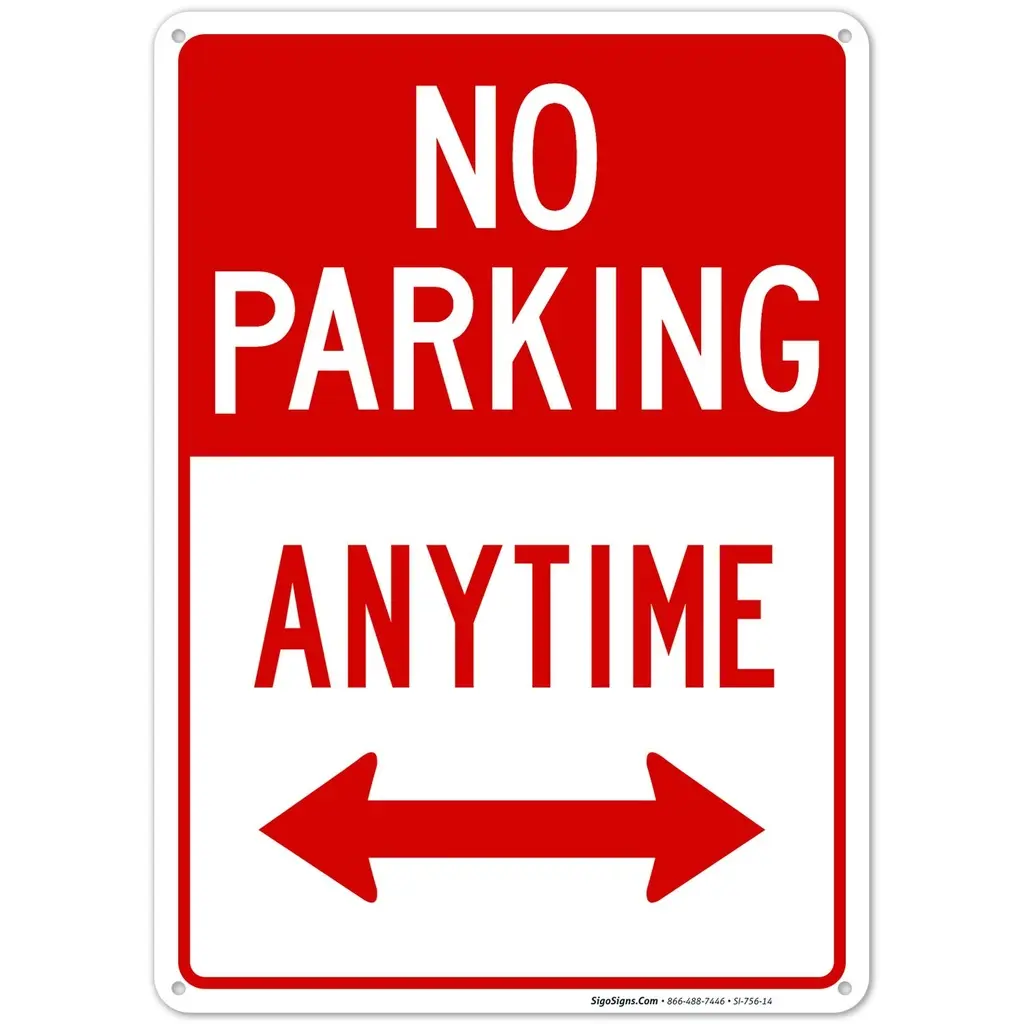 No Parking Sign with Arrows – 25 × 35 cm
