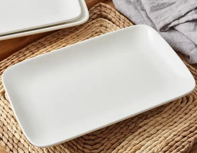 [N3] White ceramic rectangular dish - 25.4 cm