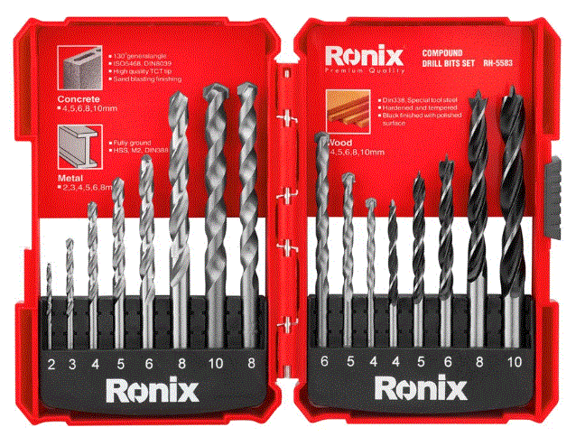 [RH-5583] RONIX RH-5583 16-Piece Combination Drill Bit Set