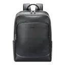 [121671A] Black leather backpack 15.6"