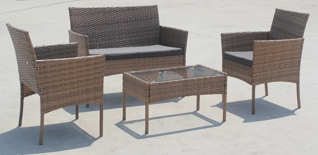 [SFS010-NG] Alizée garden furniture set in natural resin/grey cushions