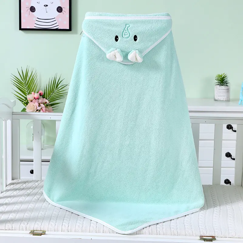 [YY-014/vert] Serviette de bain à capuche Eléphant vert