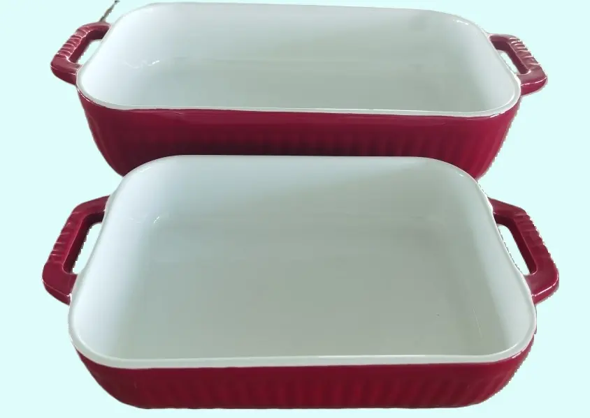 [SET2PLATS] Set de 2 plats a four en ceramique rouge