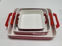 [SET3PLATS] Set of 3 red ceramic oven dishes