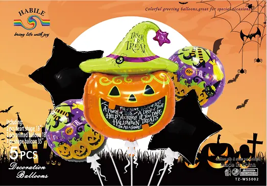 Set of 5 Halloween Helium Balloons