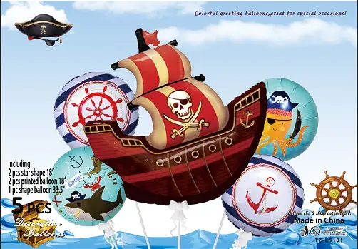[TZK5101] Set of 5 Pirate Helium Balloons
