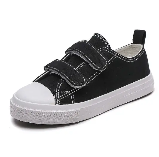 [N20] Breathable canvas velcro sneaker for children (Noir, 20)