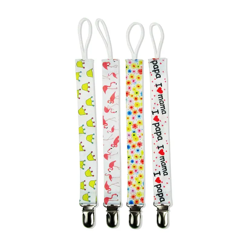 Set of 4 pacifier clips (Flamand rose)