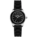Quartz watch with silicone strap. Black to white (Noir)